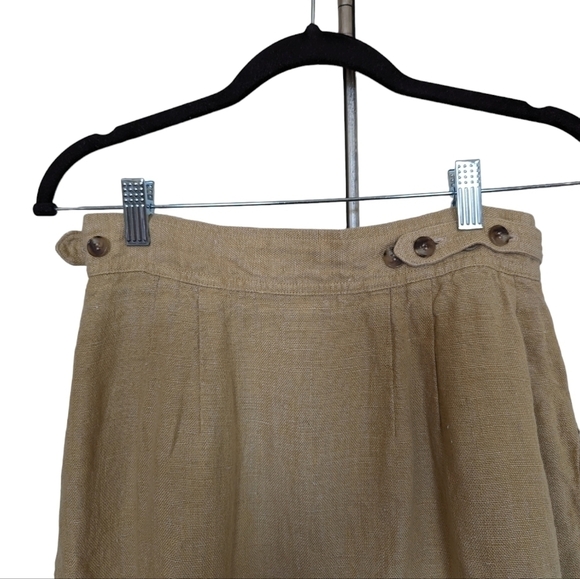 J. Peterman vintage linen midi safari wrap tan skirt sz 9 - Picture 4 of 8